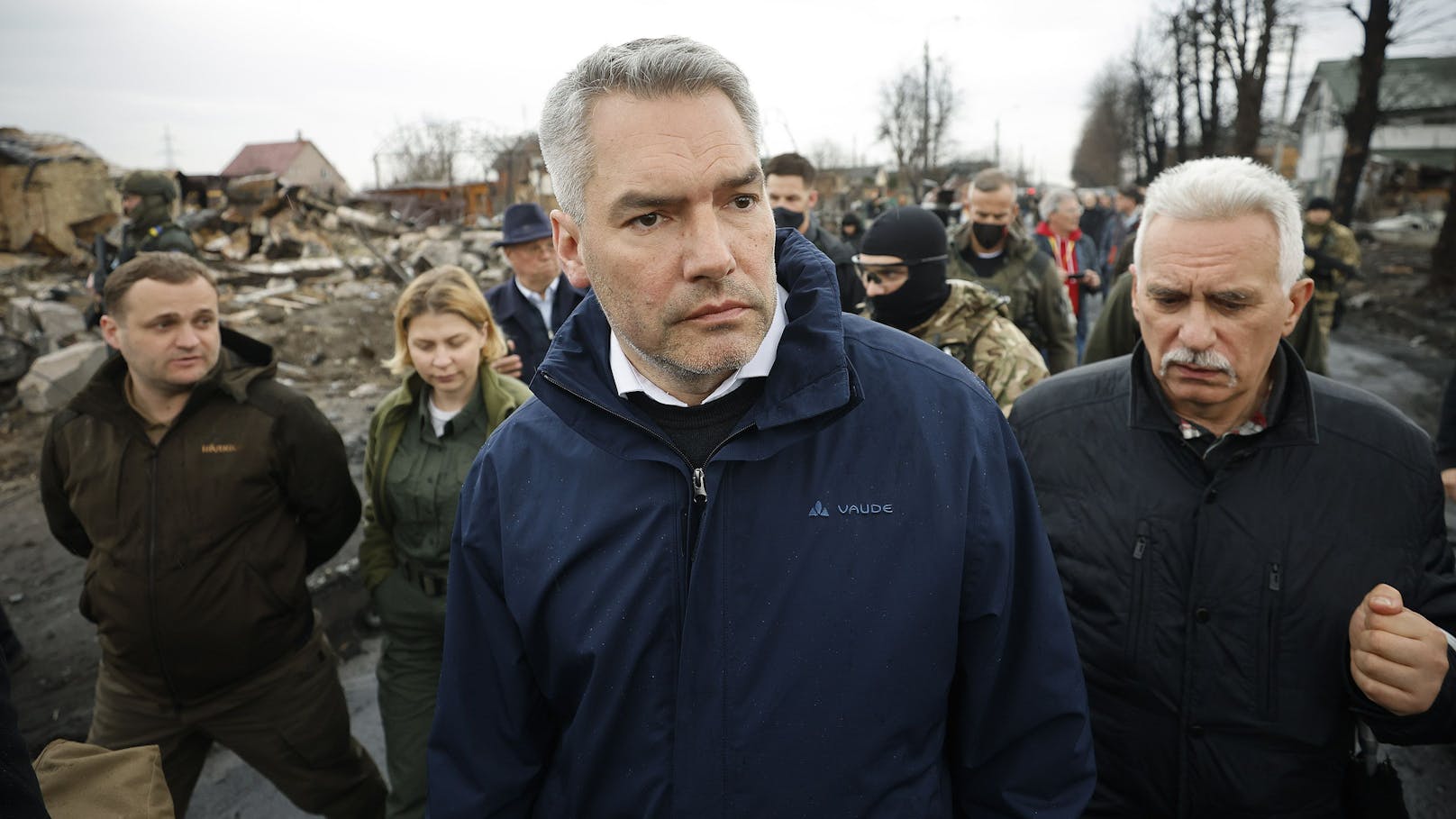 Karl Nehammer bei seinem Besuch in der Ukraine