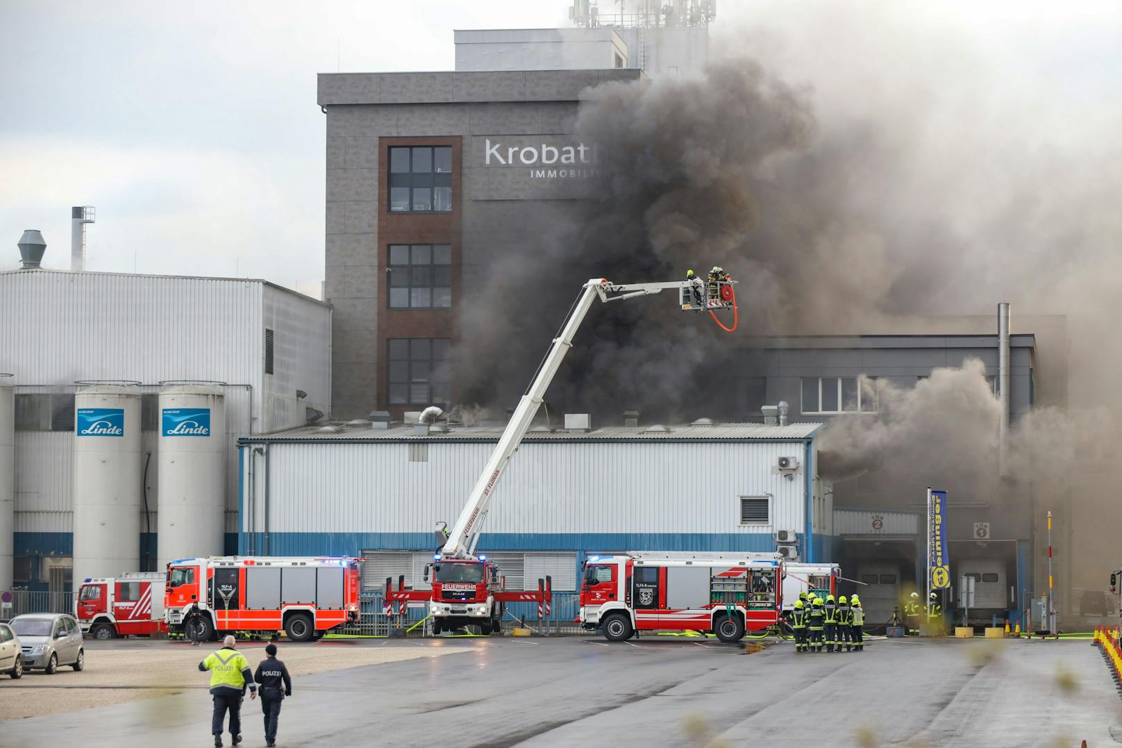 In Enns kam es am Sonntagfrüh zu einem Feuer in einer Firma. Die Feuerwehr stand in Großeinsatz.