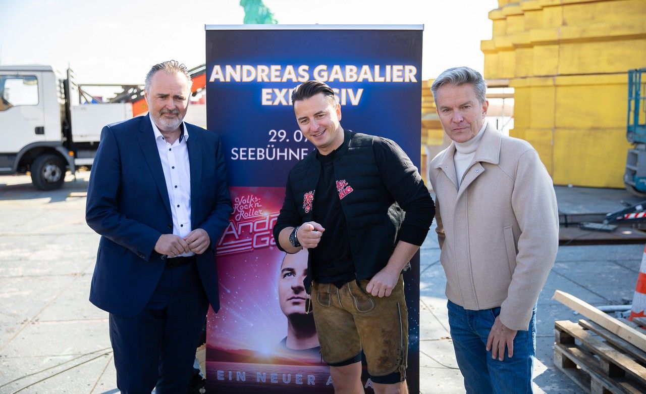 Hans Peter Doskozil, Andreas Gabalier und Alfons Haider stellen Gabaliers Konzert-Highlight im Sommer vor.