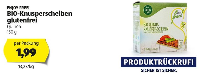 BIO-Knusperscheiben glutenfrei 150 g wird aus dem Sortiment genommen.