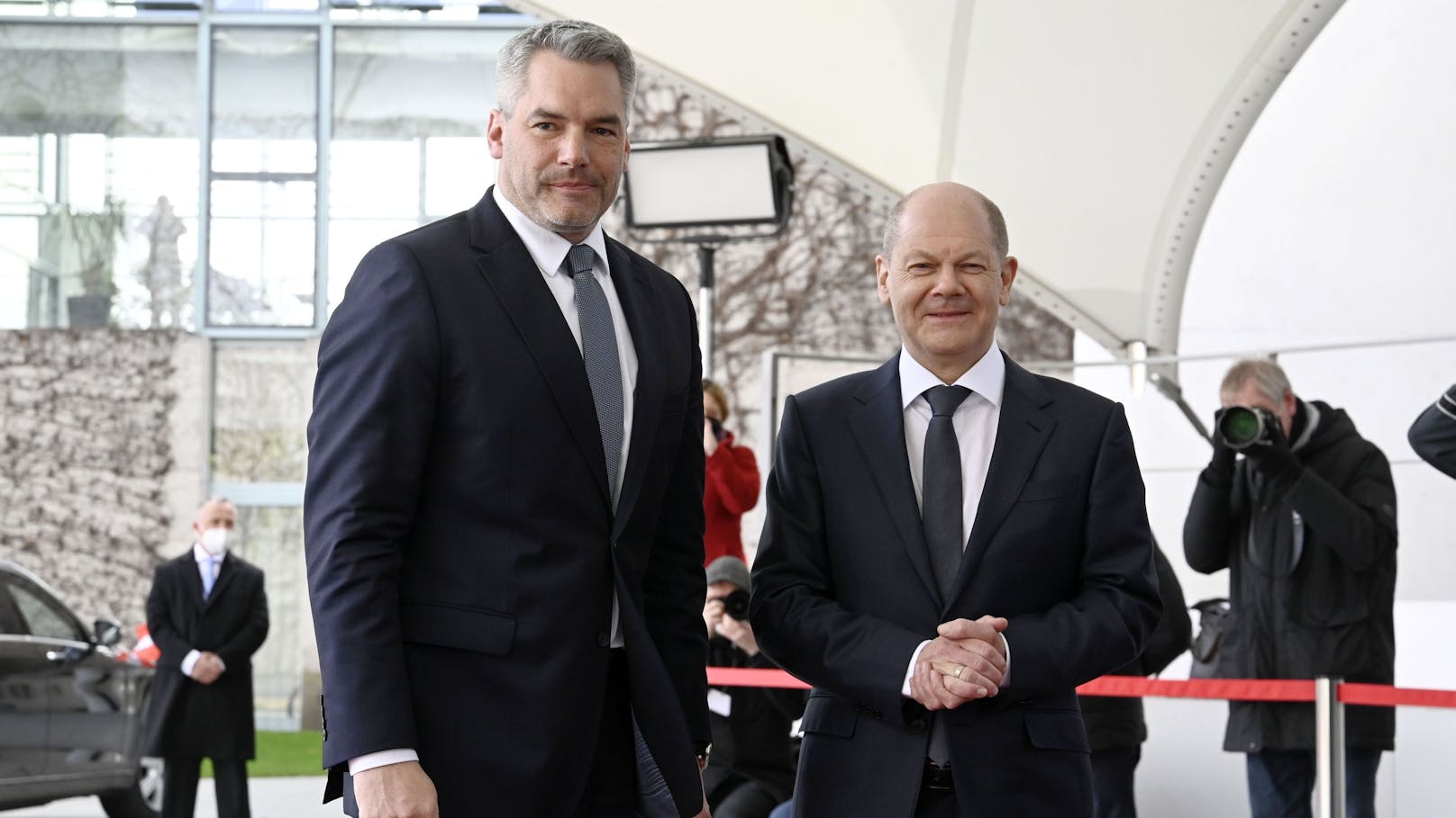 Karl Nehammer mit Olaf Scholz bei einem Besuch in Berlin