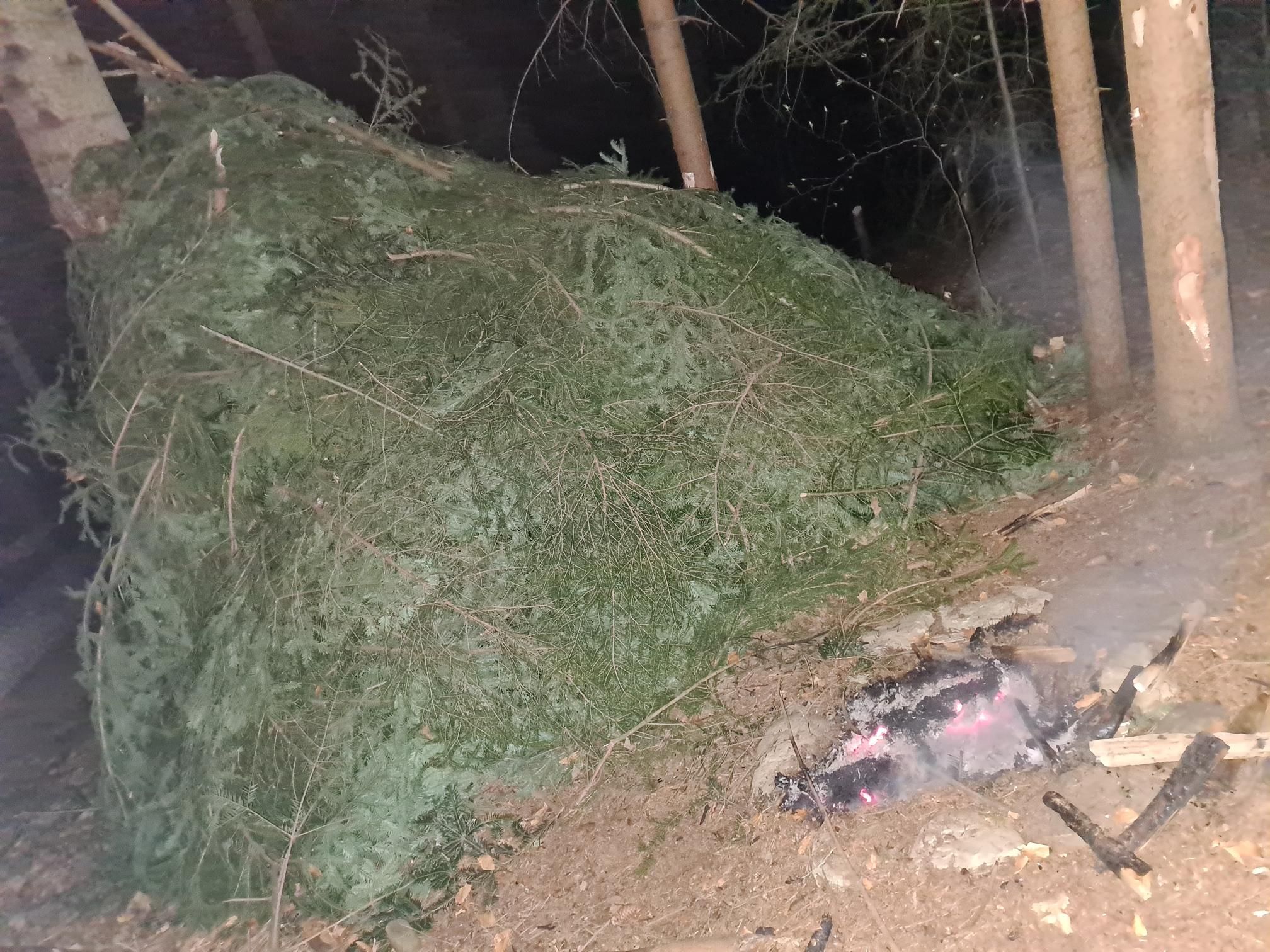 Die Feuerwehr löschte das Lagerfeuer ab.