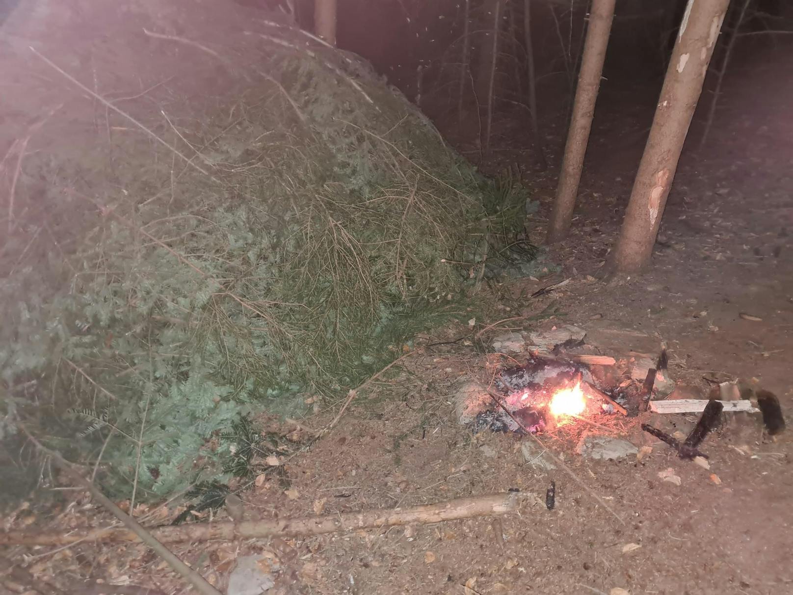 Die Feuerwehr löschte das Lagerfeuer ab.