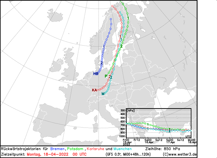 Am Rande eines Skandinavienhochs bzw. eines Höhentiefs über Osteuropa gelangt kühle Luft nach Mitteleuropa