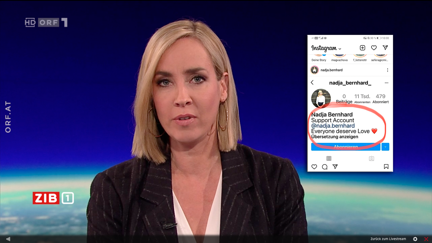 Nadja Bernhard teilte auf Instagram ihren Fake-Account.