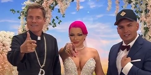 Dieter Bohlen mit Katja Krasavice und Pietro Lombardi