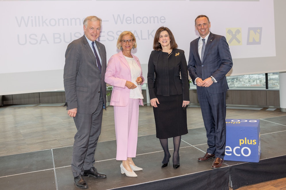 Landesrat Martin Eichtinger, Landeshauptfrau Johanna Mikl-Leitner, US-Botschafterin Victoria Reggie Kennedy, Landesrat Jochen Danninger 