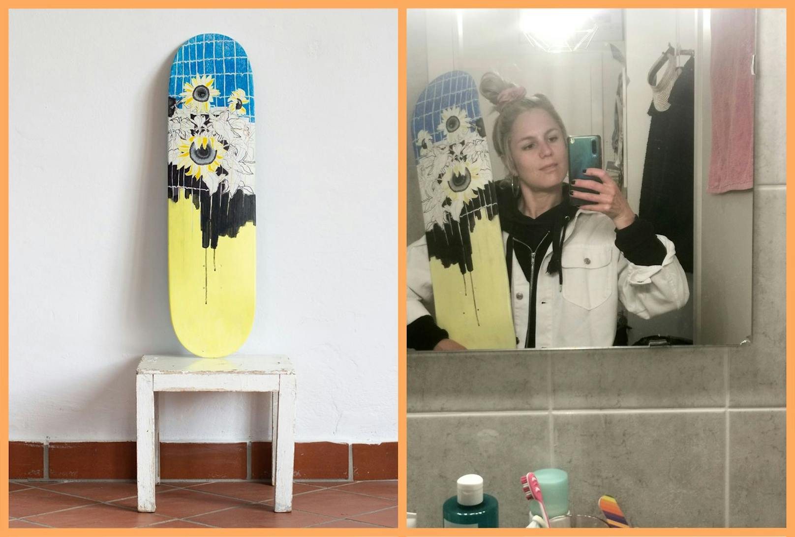 Sieben Künstlerinnen und Künstler aus der Wiener Skateboard-Szene haben sich bereit erklärt, sieben Skateboards zu gestalten.