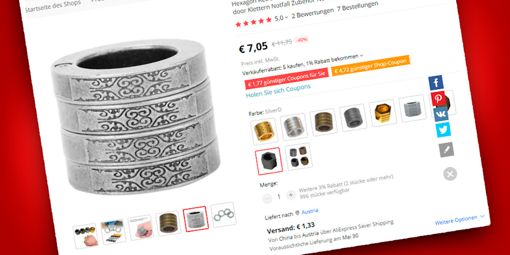 Das vermeintliche Gadget aus China ist nach Einschätzung der Schweizer Behörden eine Waffe.