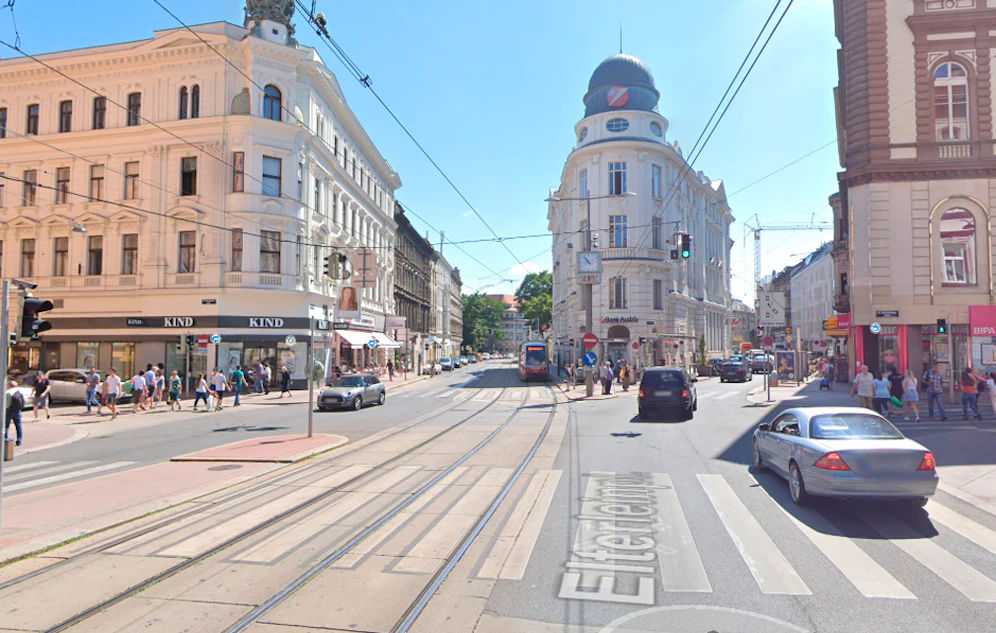 Blick auf den Elterleinplatz im 17. Wiener Gemeindebezirk.