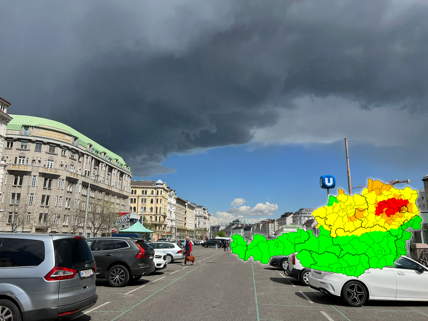 Am Sonntagabend trifft die mittlerweile dritte Gewitterzelle auf Wien.