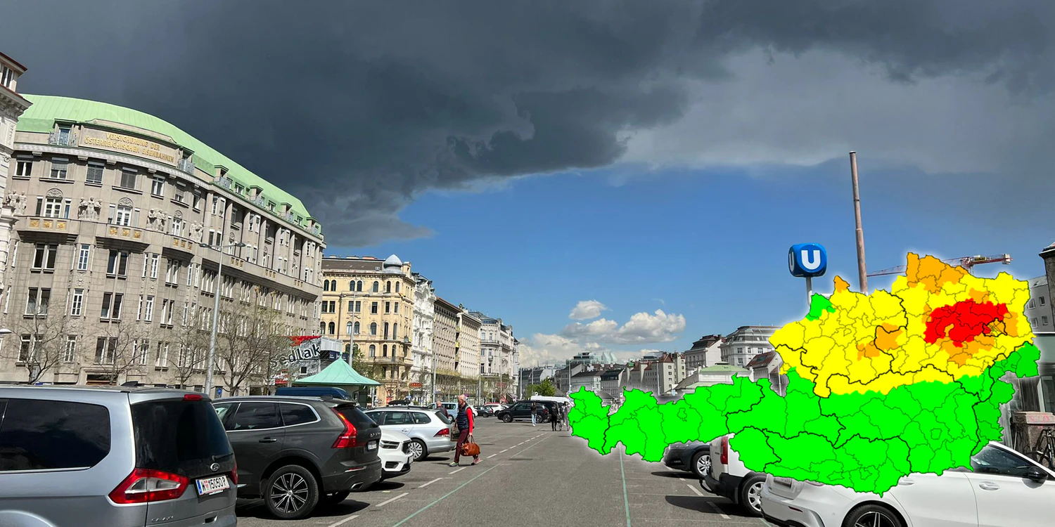 Am Sonntagabend trifft die mittlerweile dritte Gewitterzelle auf Wien.