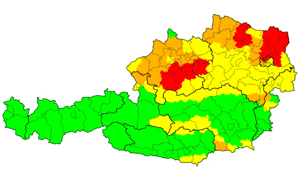 Unwetter-Warnung über Österreich