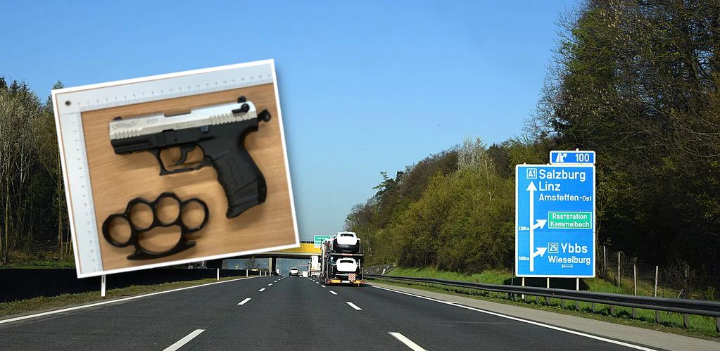 Die A1 vor der Abfahrt Ybbs und die Waffen