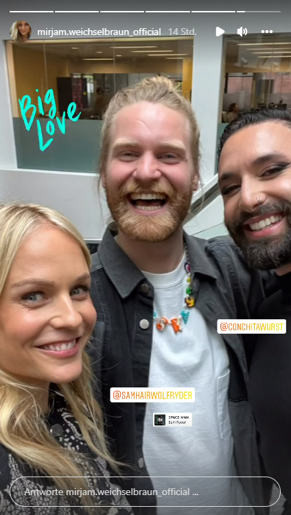 Mirjam Weichselbraun "verkuppelt" den UK-Song-Contest-Starter Sam Ryder mit Conchita.