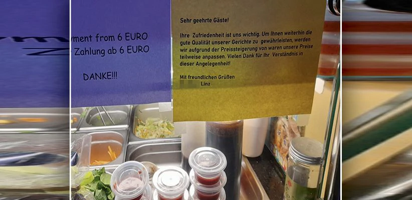 In Linz erklärt ein Lokal im Kassabereich schon jetzt, dass es wohl bald teurer wird.