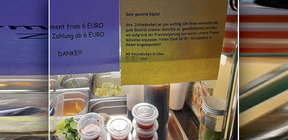 In Linz erklärt ein Lokal im Kassabereich schon jetzt, dass es wohl bald teurer wird.