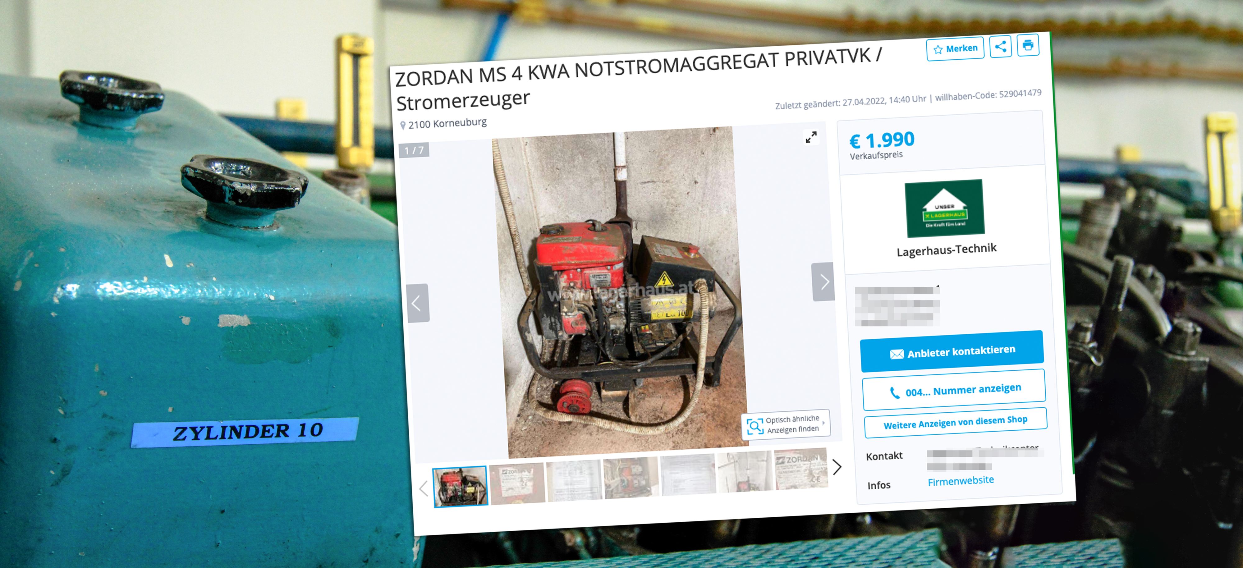 Ein Notstrom-Aggregat produziert durch Verbrennung von Kraftstoffen Energie.