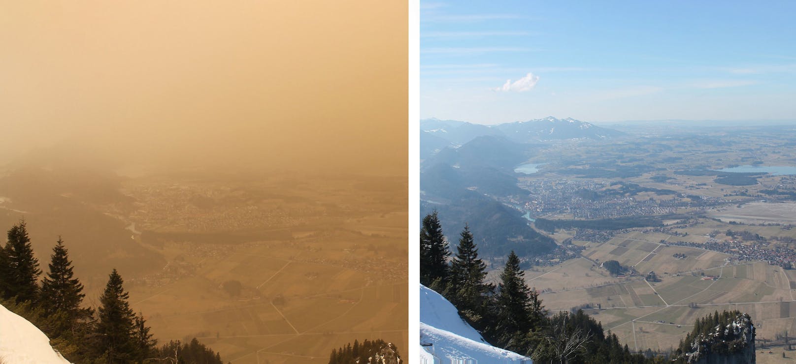 Der Sahara-Staub färbt den Himmel nicht nur über den Alpen orange.