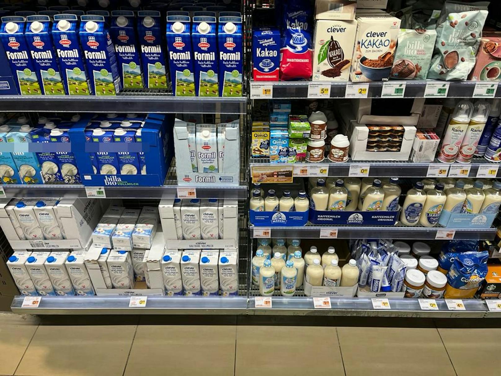 Milchprodukte - ein Liter H-Milch kostet jetzt 0,89 Euro. Gab es auch schon mal billiger anno 2021.