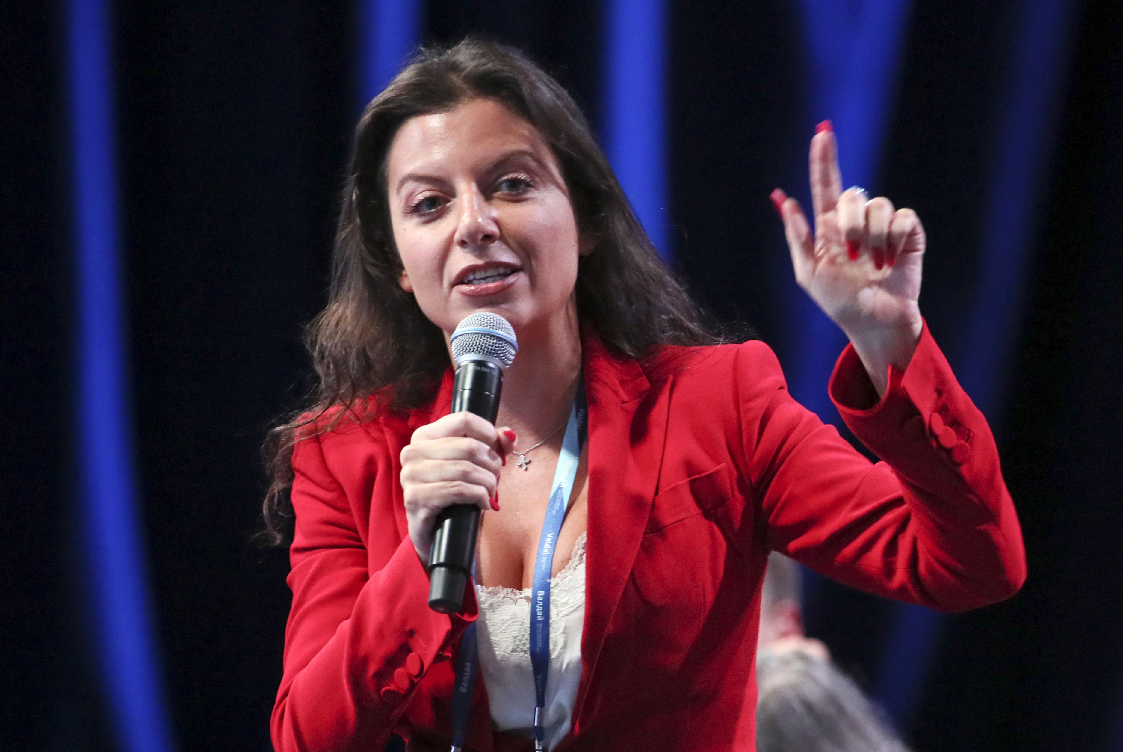 Download von www.picturedesk.com am 29.04.2022 (12:15).  SOCHI, RUSSIA - OCTOBER 21, 2021: Margarita Simonyan, editor-in-chief of RT television news network and the Rossiya Segodnya international news agency, attends the 18th Annual Meeting of the Valdai Discussion Club titled "Global Shake-Up in the 21st Century: The Individual, Values, and the State." Dmitry Feoktistov/TASS - 20211021_PD7751 - Rechteinfo: Rights Managed (RM)