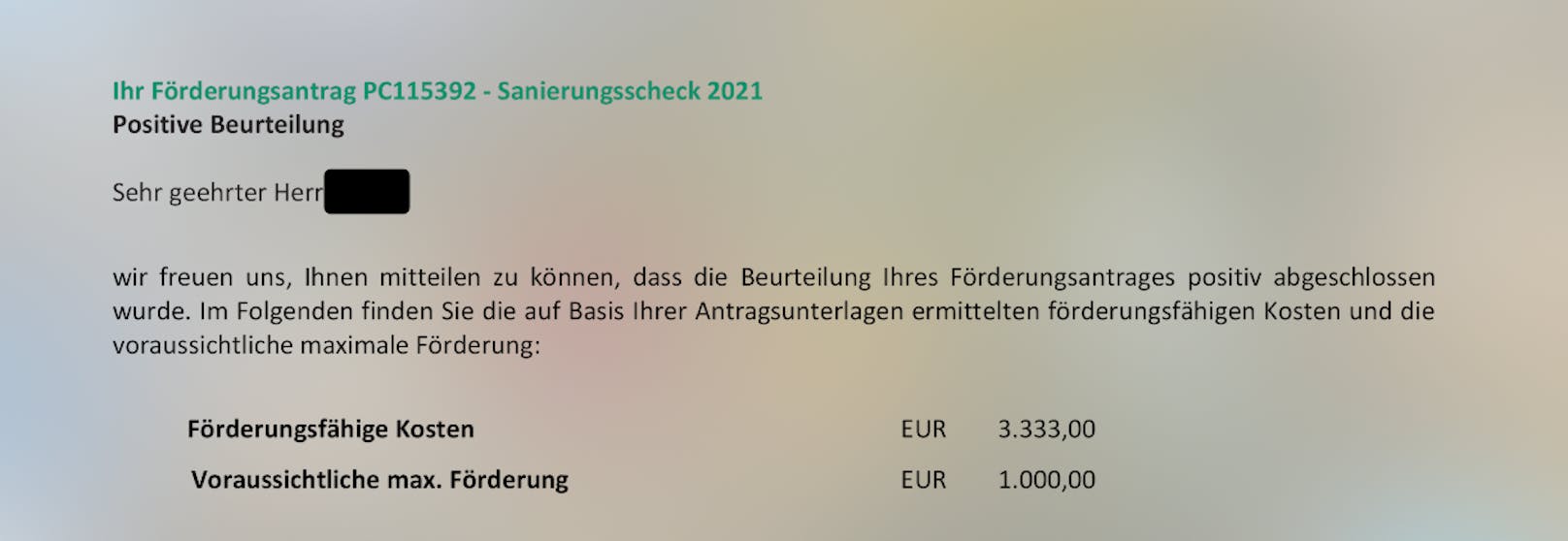 Förderungszusage&nbsp;