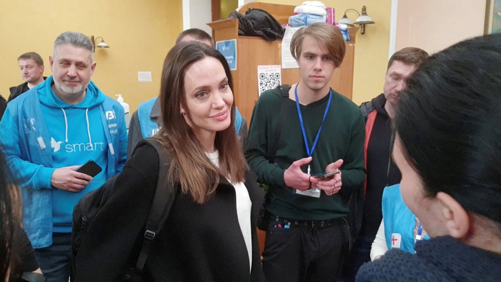 US-Superstar Angelina Jolie besuchte in ihrer Rolle als Hohe Flüchtlingskommissarin der UN am 30. April 2022 die westukrainische Lwiw (Lemberg).