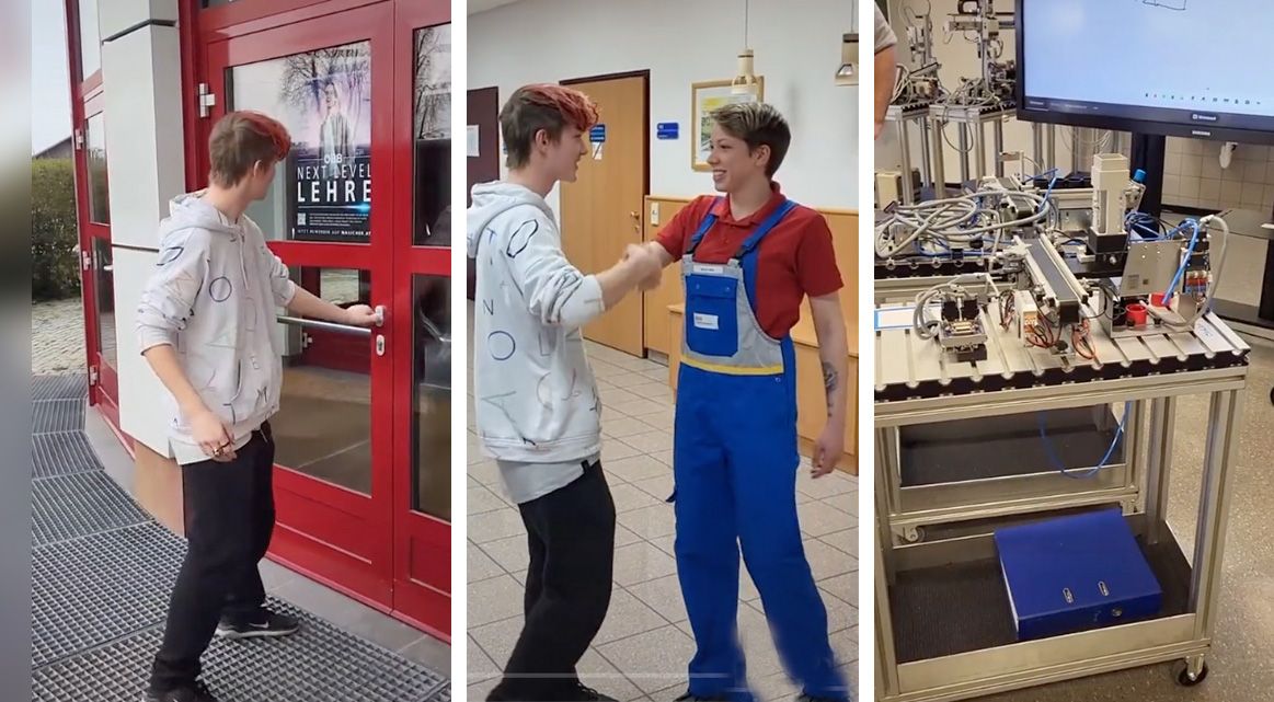 Marvin Teufl (17) traf Celine Schenk (r., 21) in der ÖBB-Werkstätte. Ohne Ausbildung drohen Jugendlichen im Schnitt 12 Jahre ohne Job 