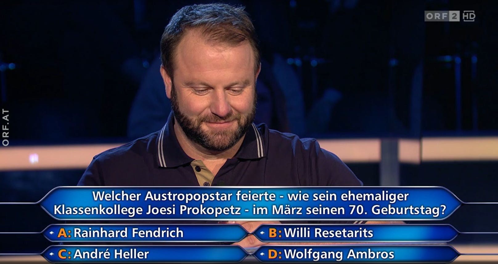 Die Frage mit Willi Resetarits als Antwortmöglichkeit bei der Millionenshow im ORF