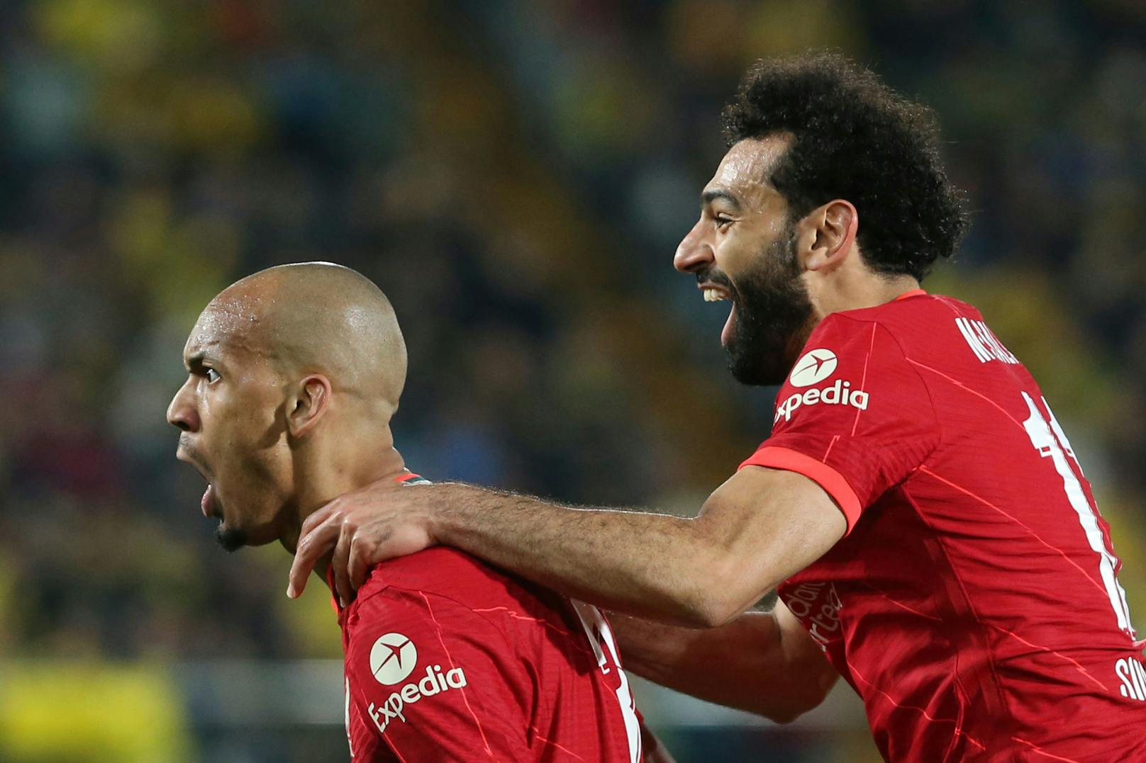 Fabinho und Mo Salah feierten den Finaleinzug. 