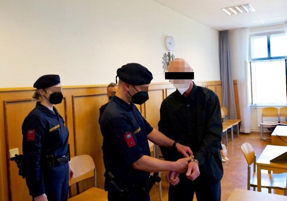 Der Angeklagte in Wr. Neustadt vor Gericht.