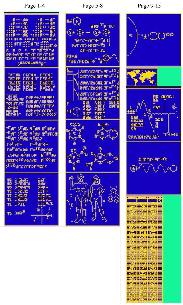 Der gesamte Brief an die Außerirdischen auf einen Blick.