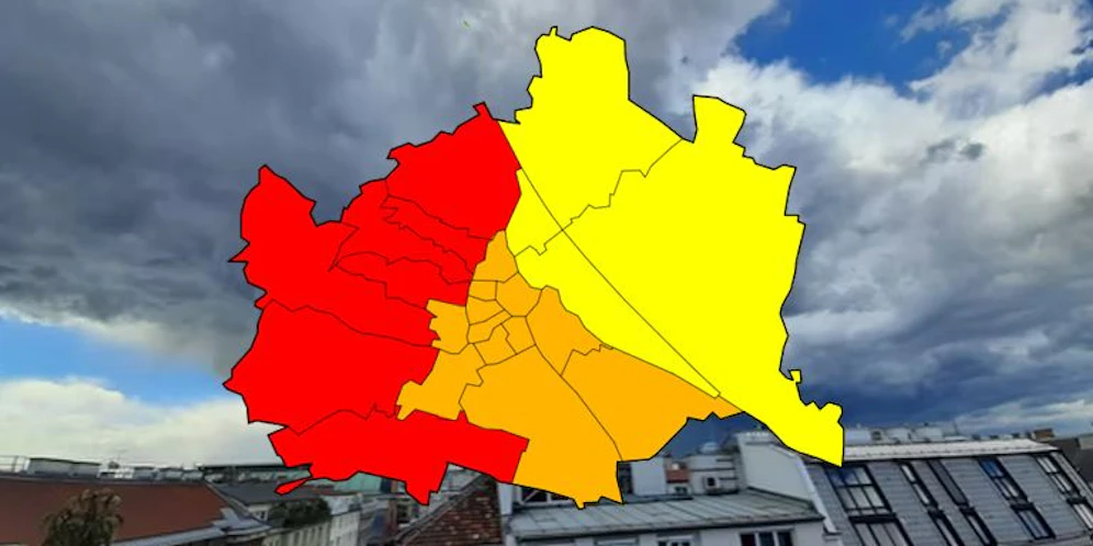 Unwetter-Alarm am Mittwoch in Wien.