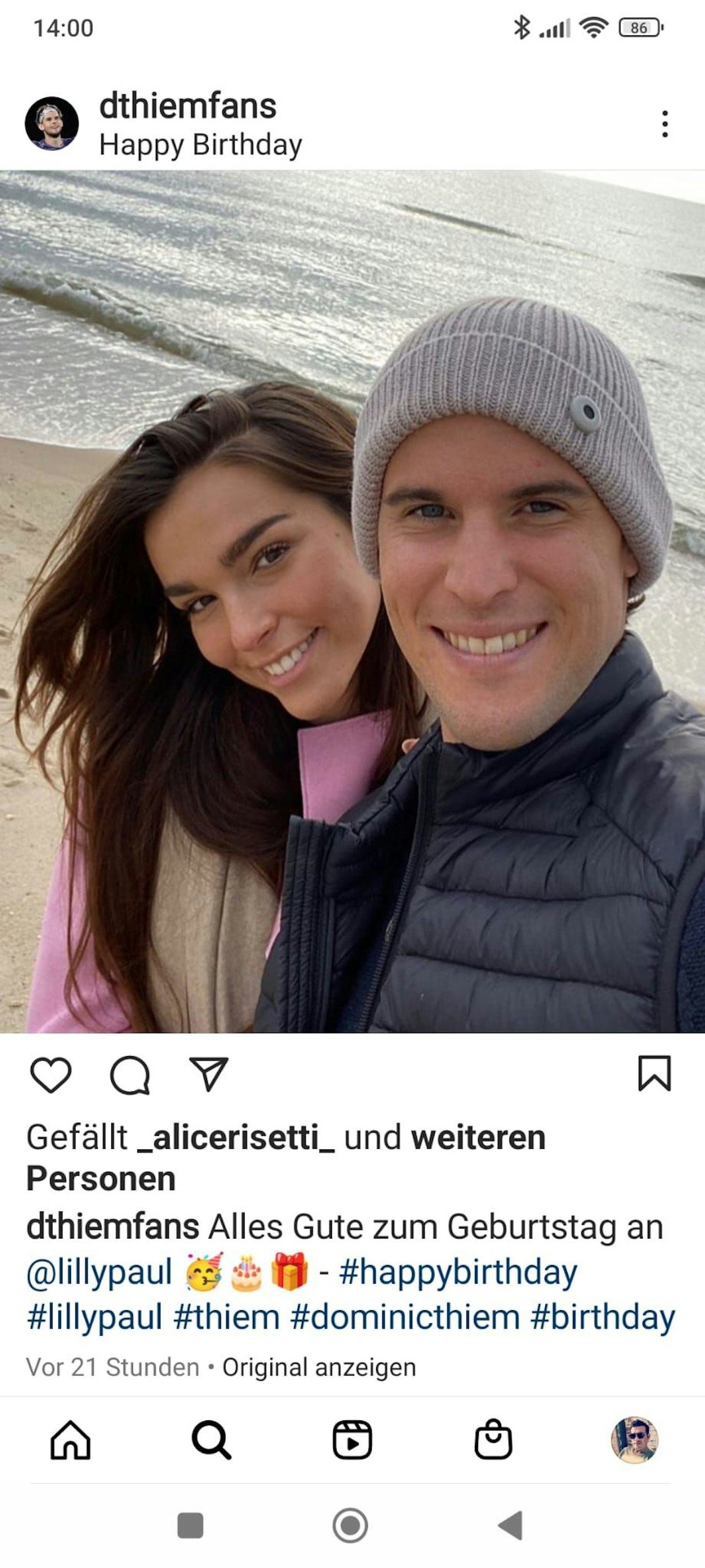 Heute.at - Lilis Geburtstag war Thiem immerhin Insta–Story wert