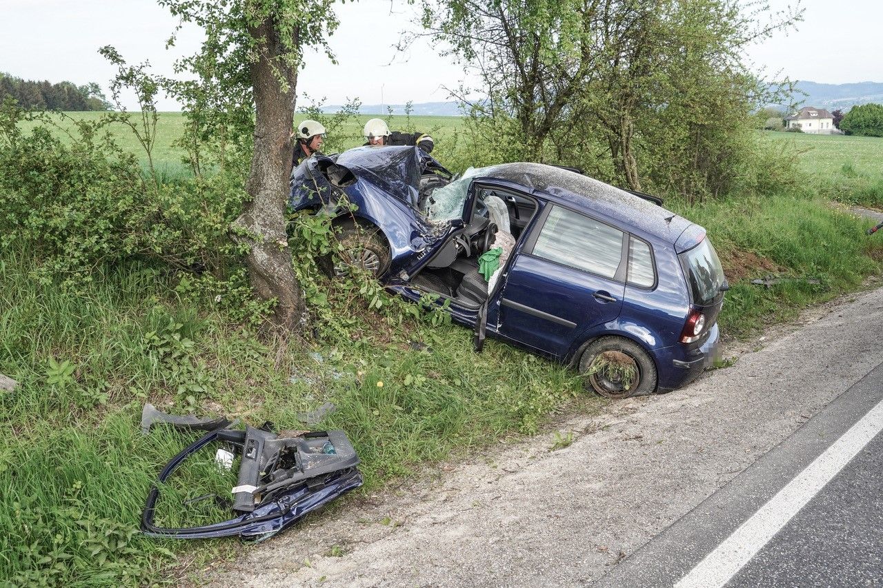Die Lenkerin krachte frontal in einen Baum.