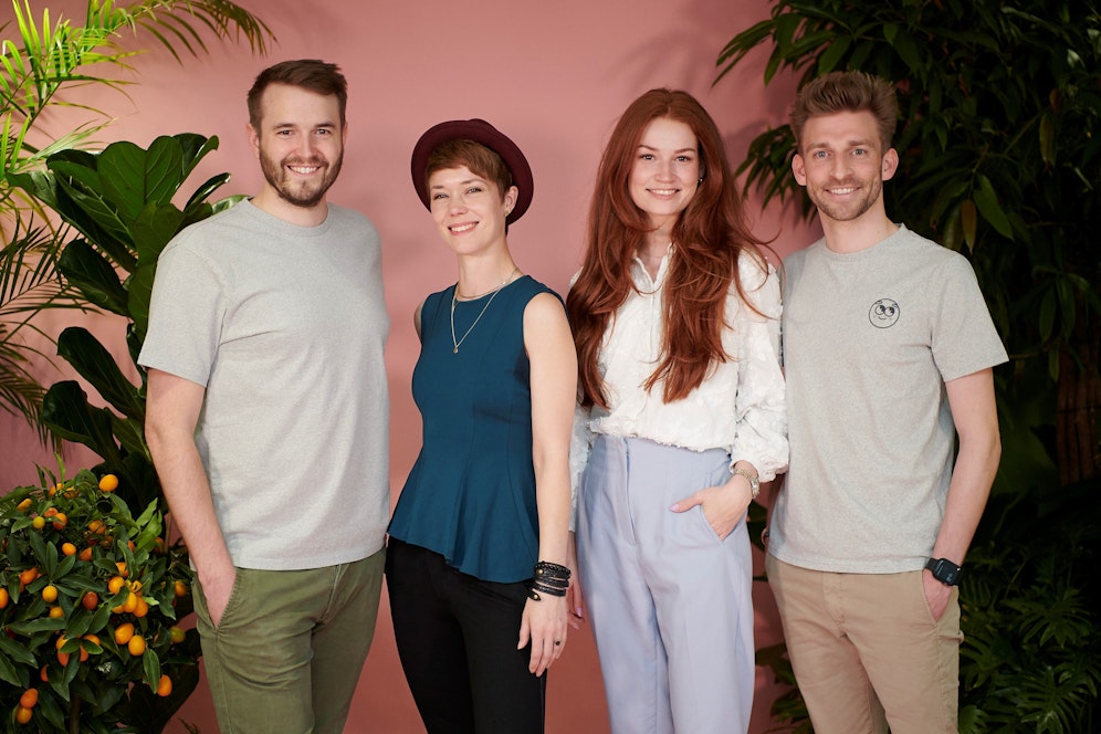 Peter Windischhofer, Dominique Ellen van de Pol, Jana Heinisch und Kilian Kaminski beim Launch-Event von Refurbed Fashion (v.l.n.r.)