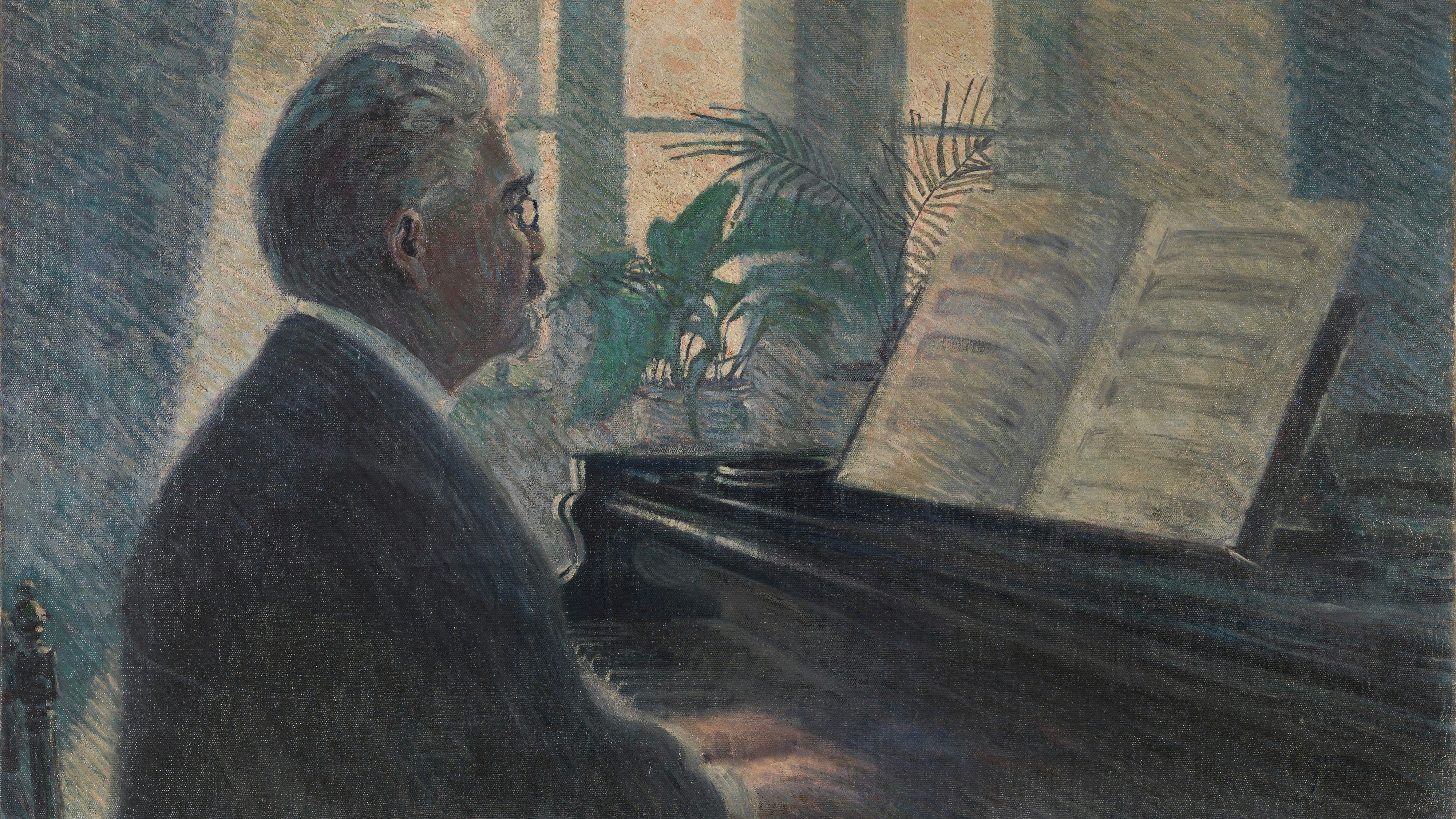 BILD zu OTS -  Egon Schiele (1890Ð1918), Leopold Czihaczek am Klavier, 1907, l auf Leinwand, 60,2 x 100,7 cm, Privatsammlung 