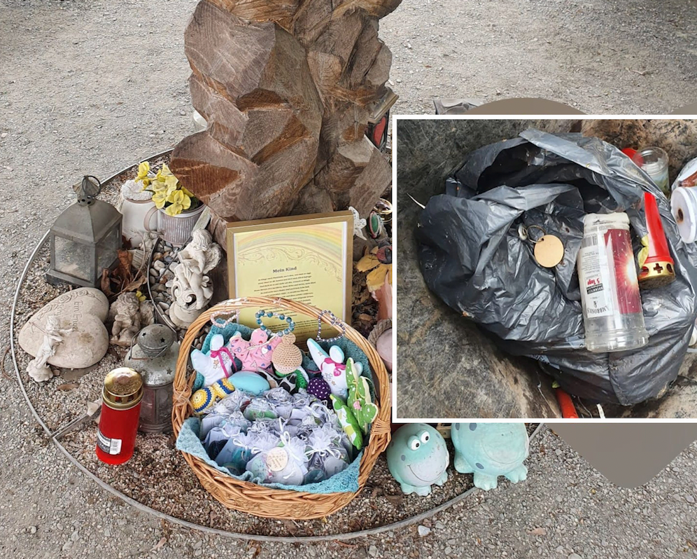 Die von mehreren Frauen zur Verfügung gestellten Andenken (l.) wurden einfach weggeworfen (r.).