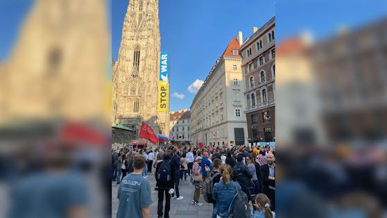 Hunderte russische Aktivisten versammelten sich am Montag in der Wiener City.