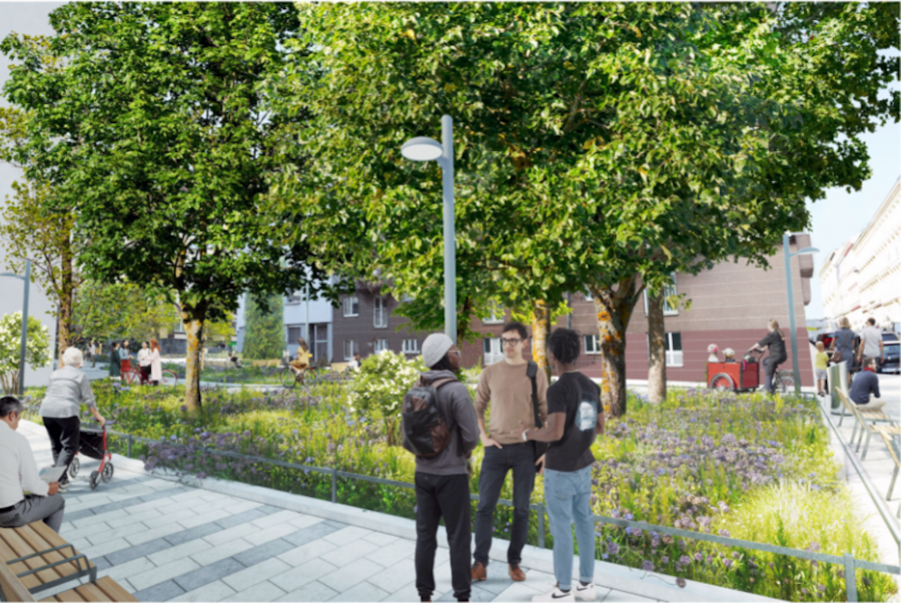 Der Schulvorplatz Pfeilgasse in der Josefstadt soll zum grünen Freiraum werden.