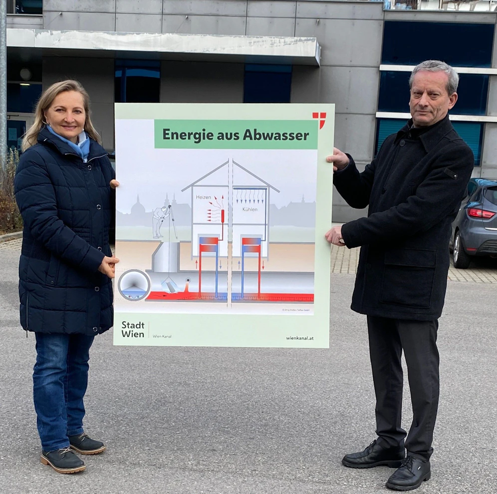 Frau Ulrike Rabmer-Koller und Wien Kanal Direktor, DI Andreas Ilmer, im Dezember 2020