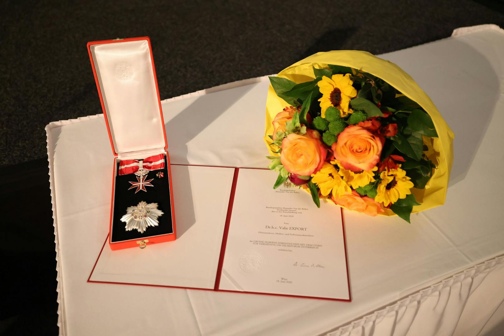 Valie Export durfte sich über die Auszeichnung "Großen Silbernen Ehrenzeichens mit dem Stern für Verdienste um die Republik Österreich" freuen 