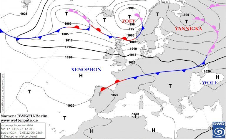 Am Freitag erfasst uns aus Norden eine Kaltfront.