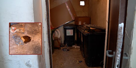 In einem Müllraum in Wien-Hernals erleichterte sich ein Unbekannter.