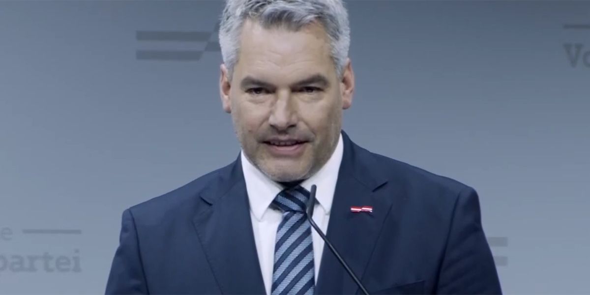 Bundeskanzler Karl Nehammer bei seiner Rede beim ÖVP-Bundesparteitag.