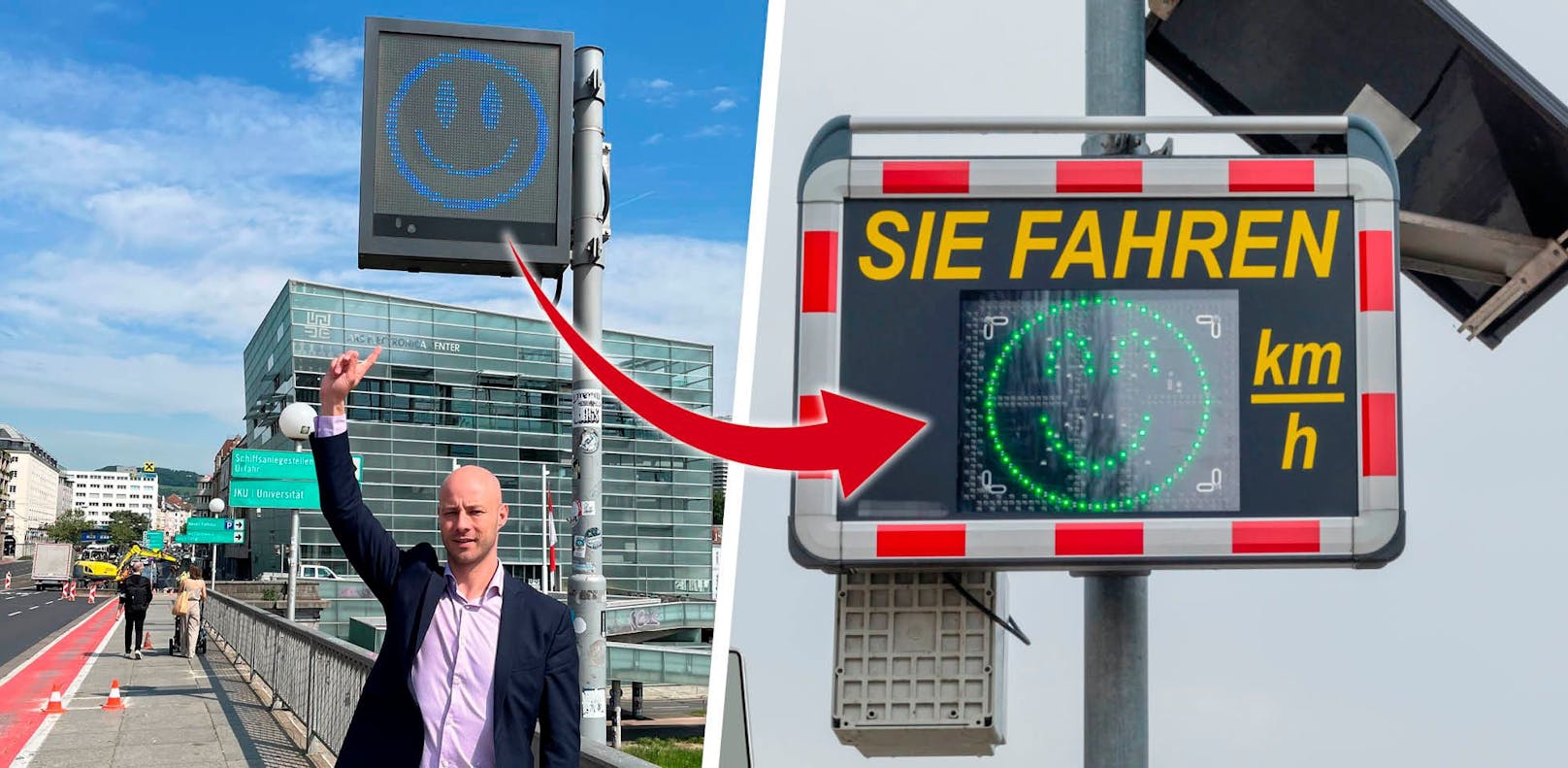 Martin Hajart (ÖVP) will, dass die blauen Smileys, so wie sonst üblich, auch in Linz wieder grün werden.