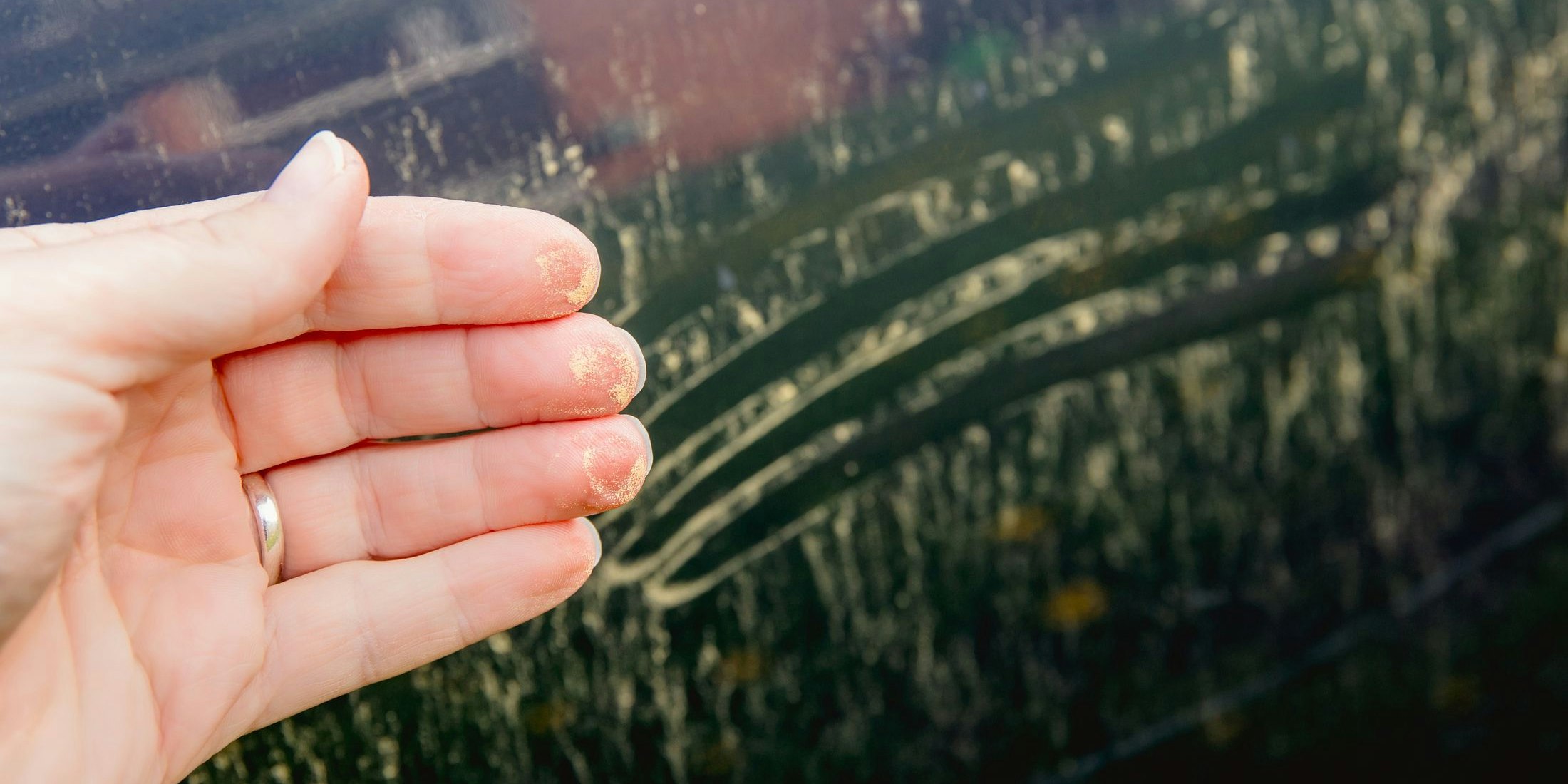 Eine Schicht an gelbem Blütenstaub überzieht derzeit viele Autos.