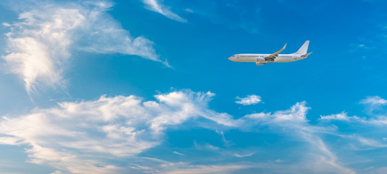 High-altitude airplane and beautiful sky in spring,China