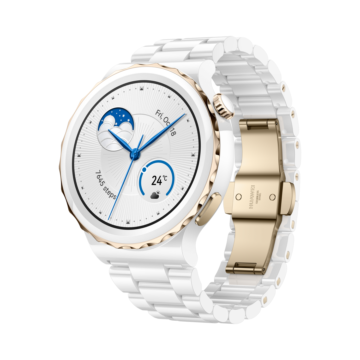 Die Huawei Watch GT3 Pro Keramik – mit Keramikarmband.