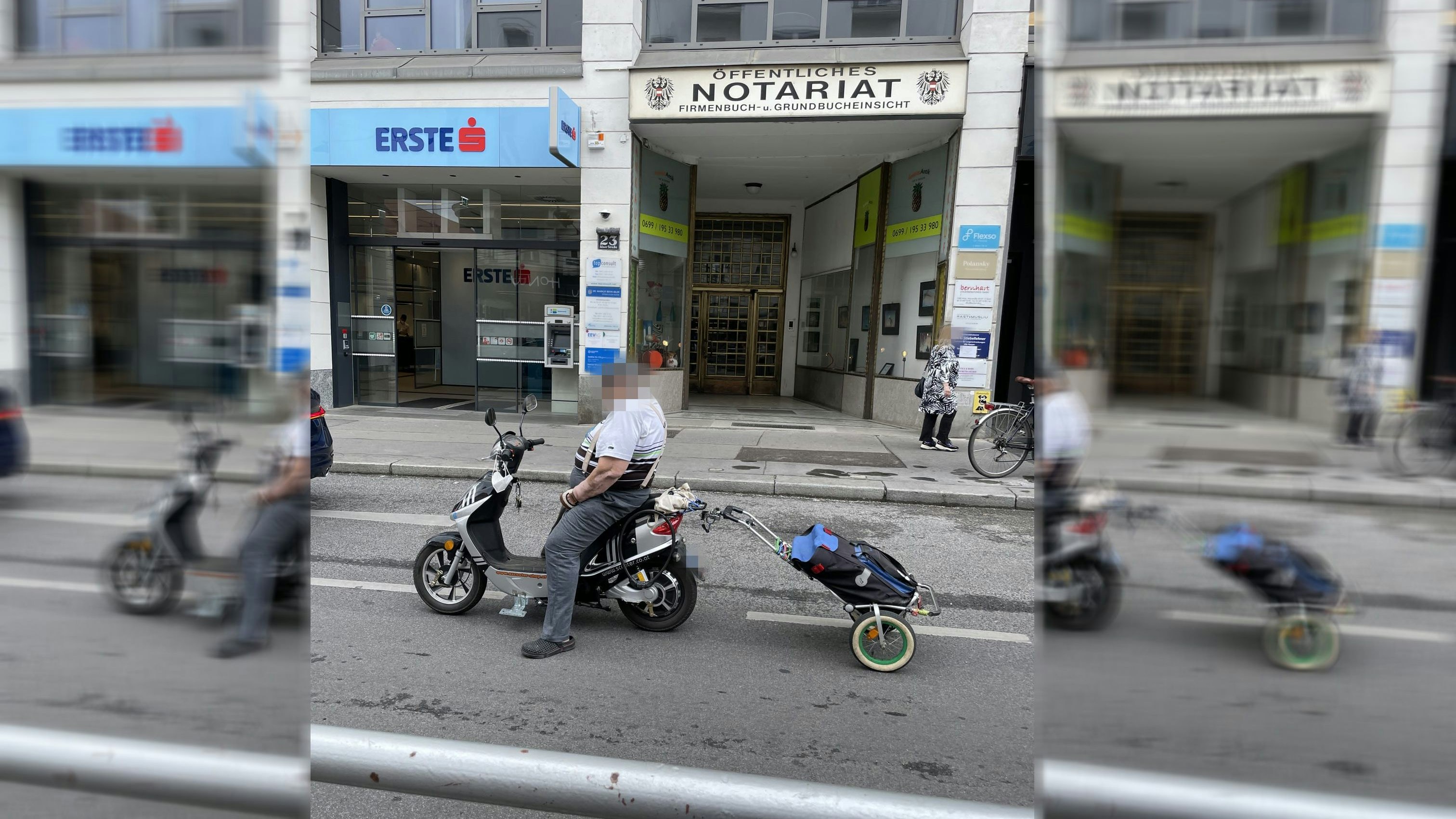 Wiener beim Tragen von Einkauf kreativ